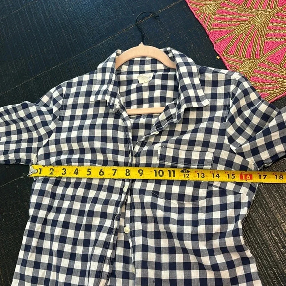 J. Crew The Perfect Shirt Gingham Blue White Plaid Checker Button Down Shirt XS - Picture 11 of 13